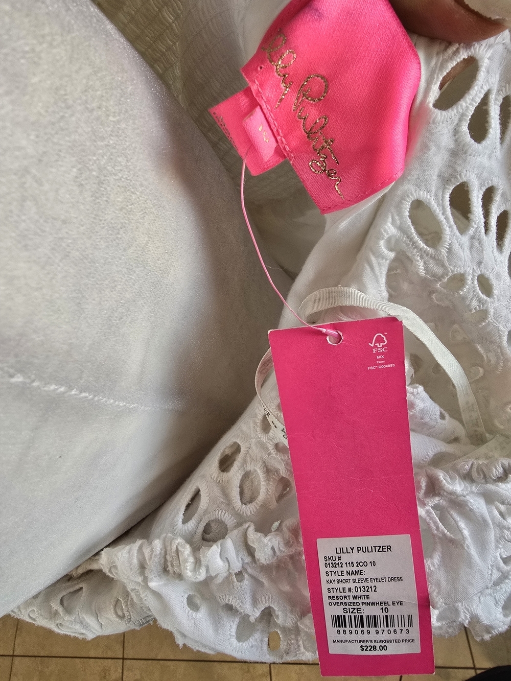Lilly Pulitzer Women's Resort White Kay Short Puff Sleeve Eyelet Dress 10 - Picture 7 of 8
